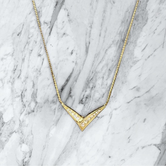 Christian Dior V-Shape Rhinestone Necklace - Picture 3 of 6